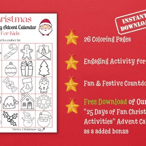 Kids CHRISTMAS Coloring Advent Calendar| 26 Coloring Pages + FREE DOWNLOAD Family Advent Calendar - 25 Days of Fun Christmas Activities