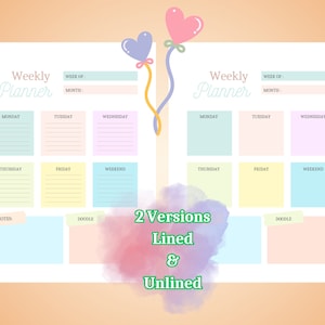 Colorful Weekly Schedule Printable, Weekly Planner Printable, Home school weekly schedule, to do list, Kids Teens, Work Plan, doodle area
