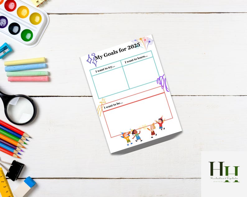 2025 Kids New Year Activity Bundle Printable Goal Setting, Positive
