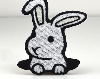 Broderad lapp med kikande kanin, stryk-på-lapp, söt djurapplikation för jacka och ryggsäck, kawaii påsklapp, present till henne