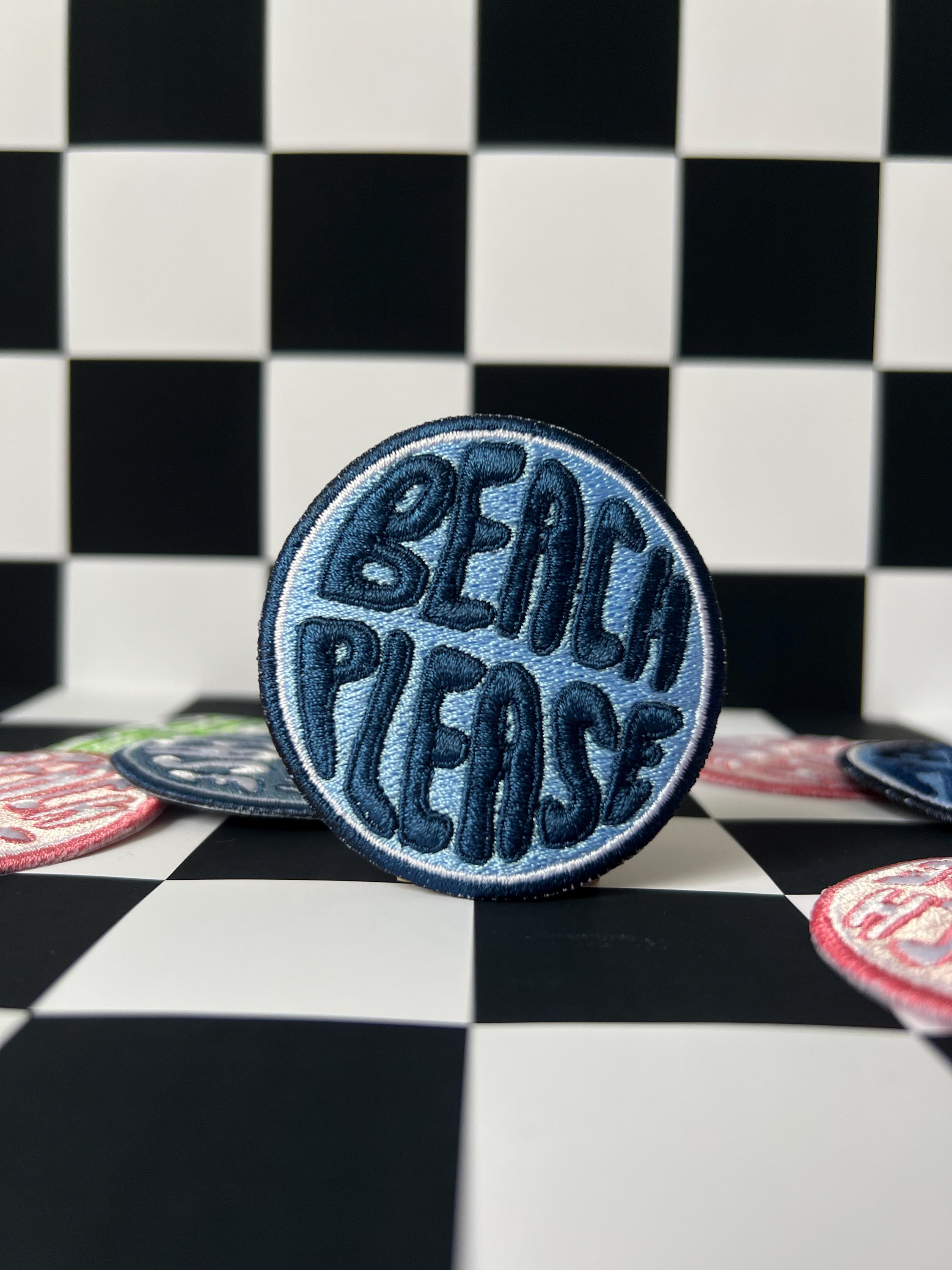 Please Patch BEACH PLEASE Embroidered Patch, Iron on Holiday Badge, Funny Travel ...