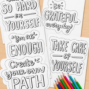 Self-Care Quotes Coloring Book – 20 Motivational Pages for Relaxation and Positivity | Printable Affirmations Mindfulness & Mental Health