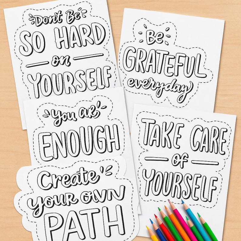 Self-care Quotes Coloring Book – 20 Motivational Pages for Relaxation ...