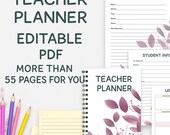 Editable Teacher Planner Canva + Printable PDF | Undated Teacher Organizer | Classroom Planner, Lesson Plan Book, Planner for All Years