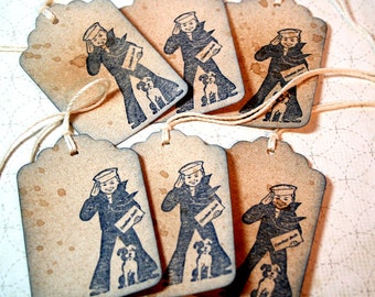 Gift Tags, Cracker Jack, Navy Blue, Vintage Style, Favor Tag, Wedding Tag, Party Tag, Rustic Tag, Baseball, Set of 6