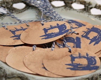 Sewing Tags, Sewing Machine Tag, Vintage Inspired Label, Tag For Handmade Gifts, Tag for Stitched Gifts, Stitching Tag, Coffee Stained Tag