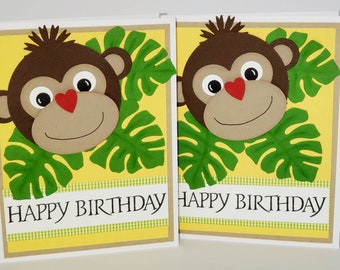 Monkey Birthday Card, Birthday Card, Boys Birthday Card, Girls Birthday Card, Tropical Birthday Card, Monkey Card, Chimpanzee Card