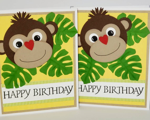 Monkey Birthday Card Birthday Card Boys Birthday Card Girls | Etsy