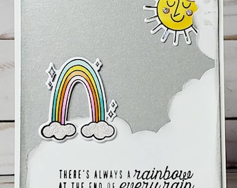 Thinking of You Card, Rainbow at the end of every Rain, Stay Strong Card, Handmade Thinking Of You, Handmade Card