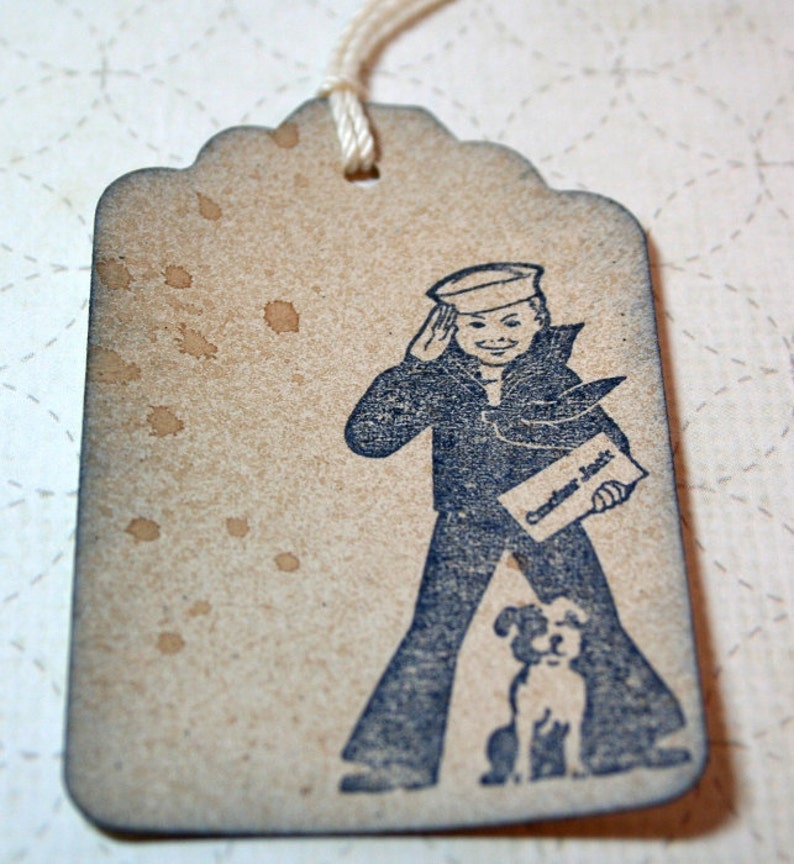 Gift Tags, Cracker Jack, Navy Blue, Vintage Style, Favor Tag, Wedding Tag, Party Tag, Rustic Tag, Baseball, Set of 6 image 3