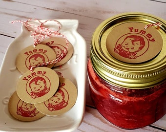 Yummy Canning Tag, Vintage Yummy Gift Tag Set of 10, Food Label, Canning Label, Baking Label,  Favor Tag, Thank You Tag