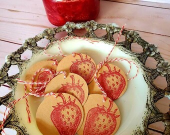 Strawberry Vintage Tag, Set of 10, Canning Label, Food Label, Baking Label, Strawberry Tag, Strawberry Jam, Strawberry Pie, Strawberry Gift