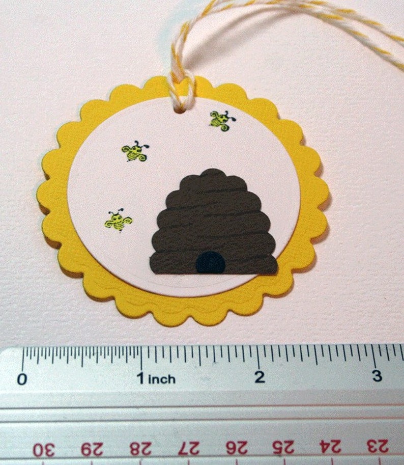 Bee Gift Tag Set of 4 Fanciful Bee Hive Gift Tag Medium image 3