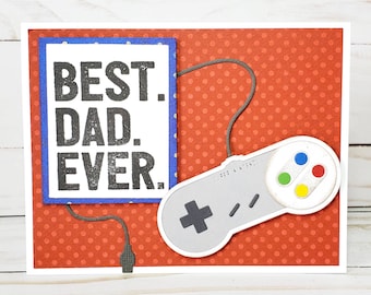 Best Dad Ever, Father's Day Card, Fathers Day, Handmade Greeting Card, Game Controller Card, Dad Card, Gaming Controller