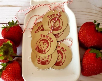 Yummy Gift Tag Set of 10, Food Tag, Canning Label, Baking Label, Food Gifts, Hang Tag, Yummy Tag, Vintage Style