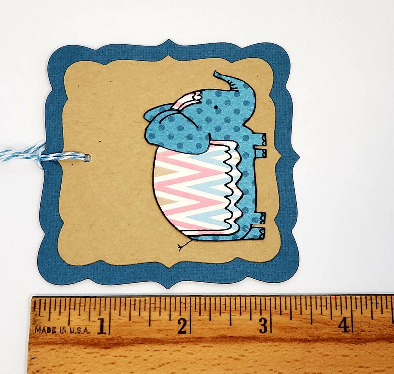 4 Elephant Tags Gift Tags Cute Elephant Tags Party Tags Set of 6 Birthday Tags Baby Tags