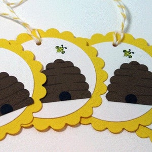 Bee Gift Tag Set of 4 Fanciful Bee Hive Gift Tag Medium image 2