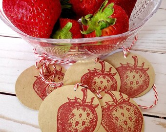 Strawberry Gift Tag, Vintage Strawberry,  Gift Tag Set of 20, Food Label, Canning Label, Baking Label,  Canning Tag, Rustc Tag, Food Tag
