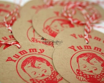 Yummy Canning Tag, Vintage Yummy Gift Tag Set of 10, Food Label, Canning Label, Baking Label,  Favor Tag, Thank You Tag
