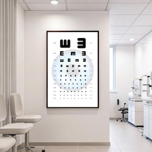Poster graphique de la vue - Signe de test de la vue - Test de vision à domicile - Cadeau ophtalmologiste - Examen de la vue - Cadeaux ophtalmologie - Optique anniversaire mur rt