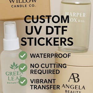 Adesivos personalizados com logotipo UV DTF – Adesivos de transferência à prova d'água para embalagens, etiquetas para pequenas empresas, adesivos de marca, decalques personalizados