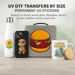 Custom UV DTF Transfer Stickers – Waterproof Decals, Gold/Silver Foil, Personalized Size & Design, Business Logo Stickers, Branding Labels
