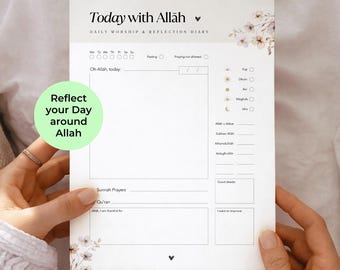 Islamic Daily Planner Printable | Today with Allah | Salah Tracker | Muslim Reflection Journal PDF