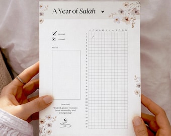 Muslim Yearly Salah Prayer Tracker | Islamic Habit, Namaz Planner, PDF Printable and GoodNotes compatible - undated Salah Chart
