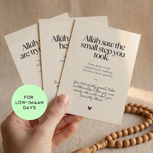 Cartões de lembrete islâmico | 36 cartões de afirmação muçulmana em PDF para imprimir | Cartões de súplica islâmica | Presente para quem tem baixa fé | Autocuidado muçulmano | Presente para novo muçulmano