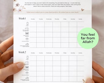 Islamic Journal Planner, Muslim Journal Printable, Salah Tracker, 14 Day Islamic Planner, Digital Muslim Planner, Quran Reflection Journal