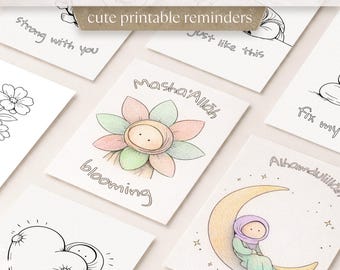 Islamic Coloring Cards | Muslim Faith Reminders (PDF Printable Set