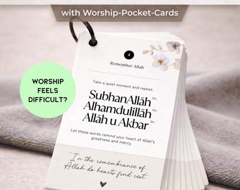 Islamic Daily Reminder Cards • Dhikr Pocket Cards, Ibadah Tracker (Digital Download)