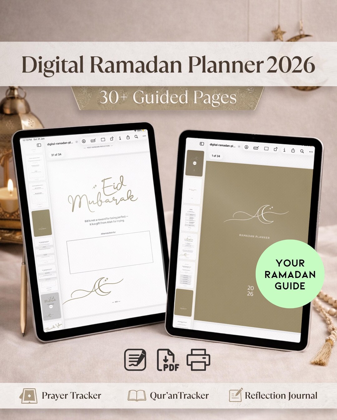 Digital Ramadan Planner 2026 | Guided Islamic Planner PDF | Ramadan ...
