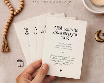 Islamic Affirmation Cards – Quranic Affirmations PDF | Muslim Revert Gift | Islamic Reminder Muslimah | Quran Motivation