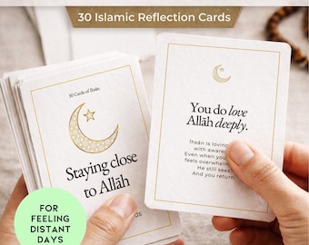 Islamic Reflection Cards | 30 Ihsan Affirmations (Digital Download)