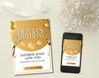 Golden Birthday Invitation Template