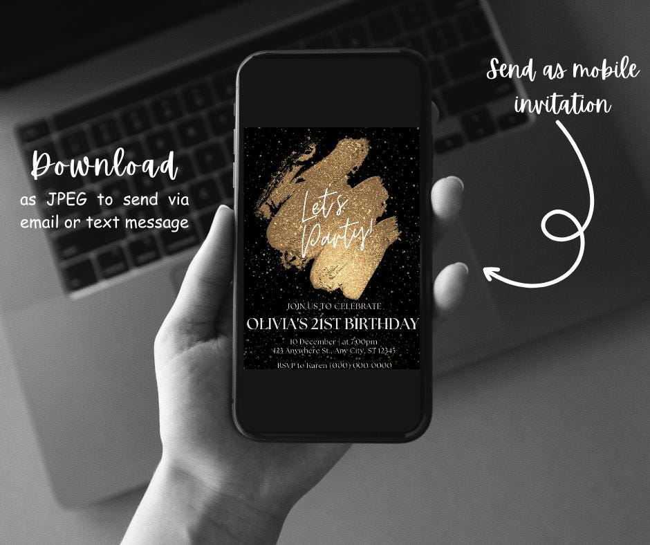 Golden Birthday Invitation Template Etsy