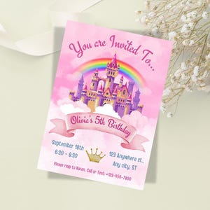 Pink Princess Birthday Invitation Template