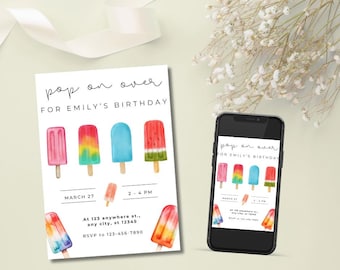 Summer Popsicle Birthday Invitation