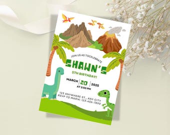 Plantilla de invitación de cumpleaños de dinosaurio