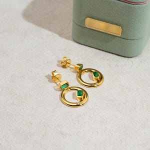 Agate Cartilage Earring Set by Miss Jewelry • Set of 3 Dainty Green Earrings • Gemstone Jewelry • Perfect Gift for Her