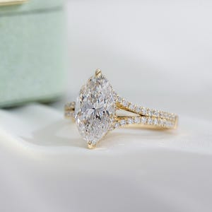 Marquise Cut • Lab Grown Diamond • 1\2\3CT • 10K\14K\18K • Yellow Gold\ Rose Gold\ White Gold Ring • Engagement • MissDiamond
