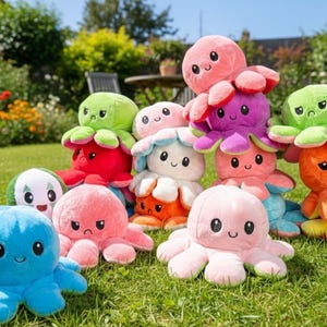 Reversible Octopus Plush | Mood Octopus | Gift for Kids & Adults | Double-Sided Stuffed Toy