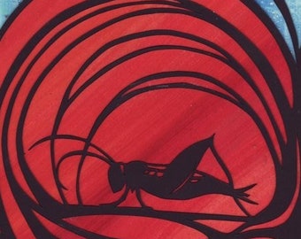 La poesía de la Tierra es Ceasing Nunca - Grasshopper y Cricket - John Keats - papercut artwork - 8.5x11 pulgadas