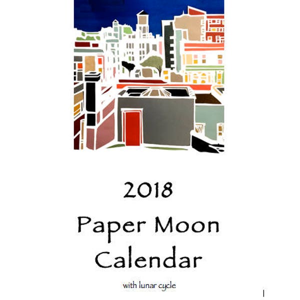 Papier 2018 Mondkalender - ca. 4,25 "x 11" - hängt mit Band