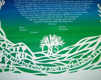 Papercut Wedding Artwork - Ketubah - Leafy Tree