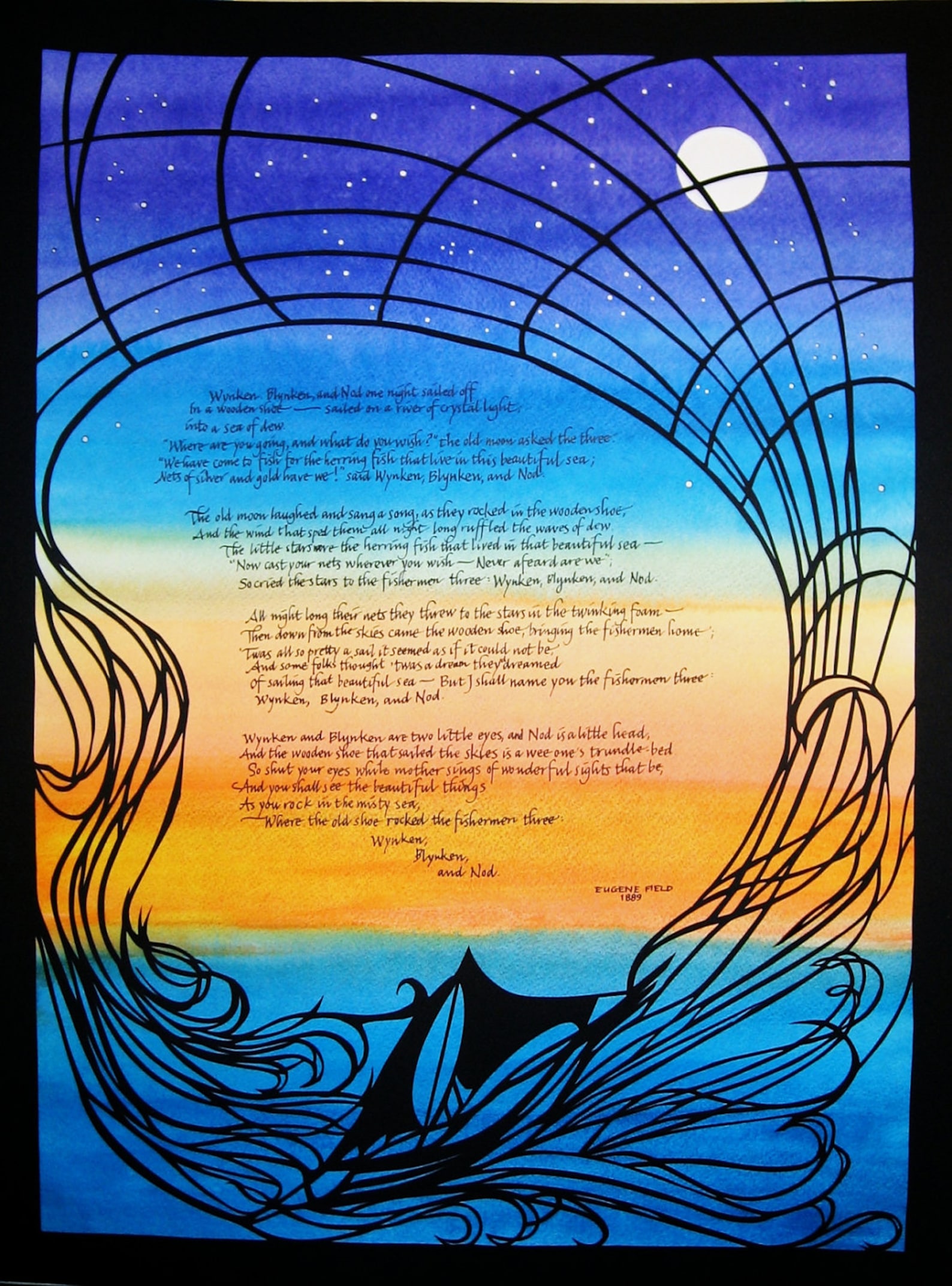 Childrens Poem Wynken Blynken and Nod Papercut Artwork Etsy