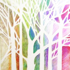Linden Tree ACEO - Pastellfarben - 6,5 x 9 cm - signiert und nummeriert