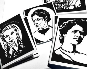 Justice Heroes Cards - 4x6 inches with envelope - prints from my papercut portraits - your choice - or suggest someone