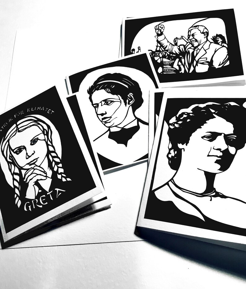 Justice Heroes Cards 4x6 inches with envelope prints from my papercut portraits your choice or suggest someone image 1